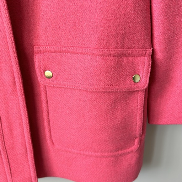J Crew Factory Pink Heavy Wool Blend Faux Fur Trimmed Parka Coat 8 - Picture 6 of 10